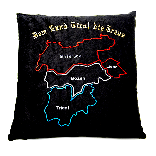 Bild 1 von Kissen<br>Dem Land Tirol die Treue<br>mit Landkarte  / (Ausführung) Mein Tirol