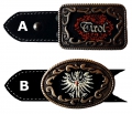 Bild 1 von Gürtelschnalle<br>mit Wunschlogo bestickt  / (Logo) 09-Initialen und Edelweiss / (Ausführung) A